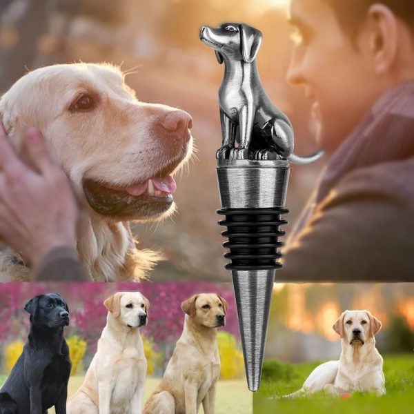 67528fd79964e33a0a929465f9b887e5 Hond flessenstopper - wijnkurk zilver