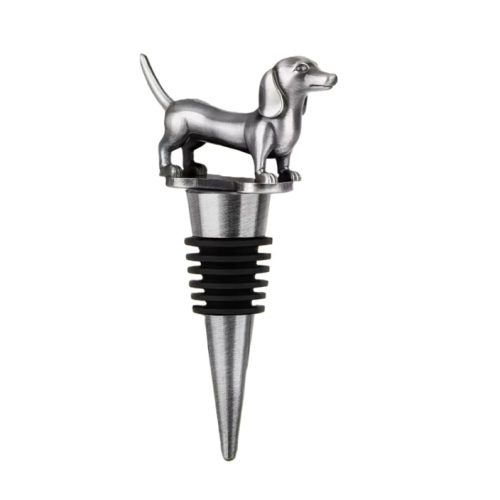 Naamloosteckel Teckel flessenstopper - wijnkurk zilver