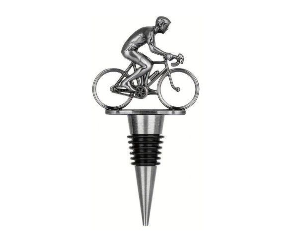Fiets flessenstopper - wijnkurk zilver