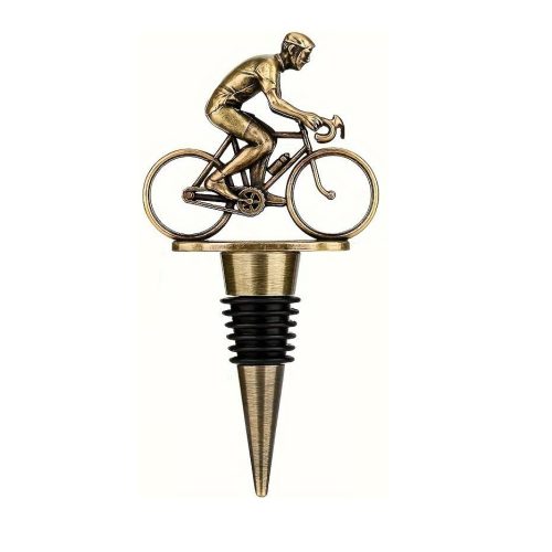 fietser Fiets flessenstopper - wijnkurk goud