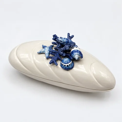 Grote mossel terrine blauw koraal