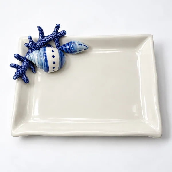 Klein servet bord blauw koraal