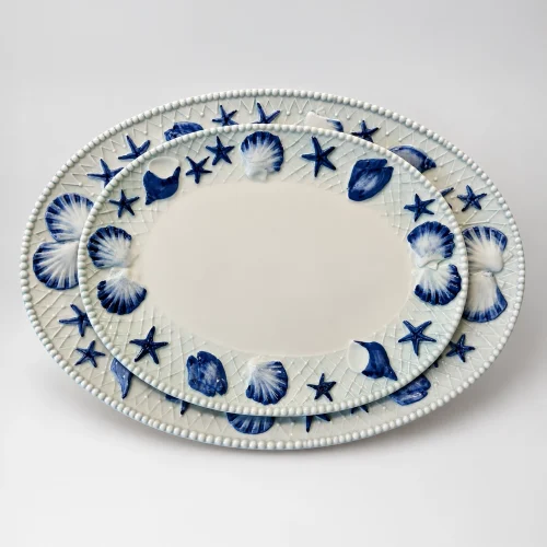 Kleine schaal blauw schelpen